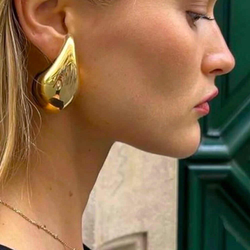 Big Water Drop 18K Gold Plated Metal
